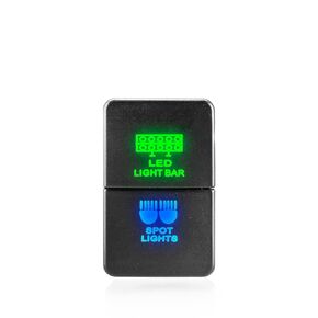 WeiSen Dual Push LED Backlight Button Switch LED Light Bar & Spot Lights Symbol Blue and Green Dual LED Backlit ON/Off Switch 12V with wire kit Compatible with Toyota