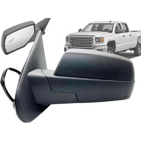 APA Replacement Exterior Mirror for 2014-2019 SILVERADO SIERRA GM Pickup Truck Power Heated with Blind Spotter Glass Textured Black Cap Driver Left Side 20979673 GM1320492