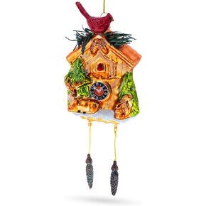 Cuckoo Clock Blown Glass Christmas Ornament