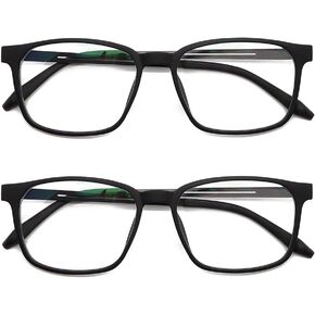 2 Pack Ultra-Wide Reading Glasses with Blue Light Filter – Large Lightweight TR90 Frame Readers