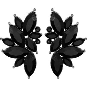 Vintage Rhinestone Statement Earrings for Women,Retro Fancy Cluster Crystal Drop Dangle Earrings Fashion Bling Colorful Earrings