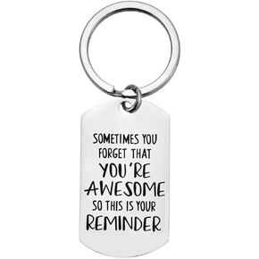 YALLNASL Funny Inspirational Gifts Keychains for Women Men Sometimes You Forget You're Awesome Keychain for Best Friend Daughter Grandson Sister Christmas Birthday Gift Keyrings