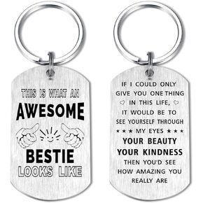 Yobent Bestie Keychain Gifts - This Is What An Awesome Bestie Looks Like Present for Female Friend Birthday, Unique Friendship Key Chain for Valentines Day Graduation