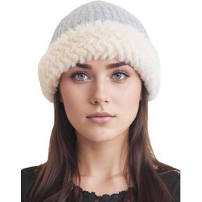 Women Winter Hats with Furry Fluffy Brim Winter Warm Beanie Hat Skullies Beanies Ski Cap for Men