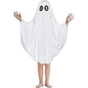 MCJC Unisex Kid Ghost Costume, Halloween Fancy Dress, White Boo Ghost Cloak, 3+ years
