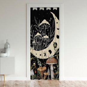 jejeloiu Cute Mushroom Decor Door Curtain for Doorway Privacy 52"x80" Closet Door Cover Curtain Cartoon Mushrooms Closet Door Cover Curtain Kawaii Fungus Room Curtain Moon Print Window Treatments