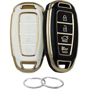TPU Key Fob Cover Compatible with 2017-2021 Hyundai Accent Azera Elantra GT Kona Veloster Veloster N 95440G80004X(not for Keys with Eject/flip/fold Buttons) (Black/Grey)