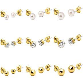 Planch Opal Stud Earring for Women Hypoallergenic Small Stud Earrings for Sensitive Ears Plated Stud