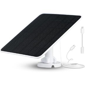 MYM Solar Panel for Security Camera, 6W 5V Solar Panel, Paneles Solares USB C Micro USB Port, Portable Solar Panel with IP65 Waterproof for Rechargeable Battery Powered Outdoor Camera (1 Pack)