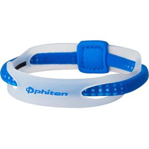 Phiten X50 Hybrid Titanium Bracelet - Sport Bracelet Permeated with X50 Aqua-Titanium Technology for Alternative Healing - Power Elastomer Zone with Micro Titanium Spheres - Clear/Blue, 6.75 Inch