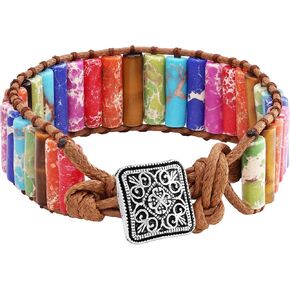 أساور ملفوفة من الحجر الطبيعي من MINACHI للنساء والرجال، هدية سوار من الخرز الكريستالي على طراز بوهو in Kuwait