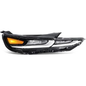 Auto Dynasty LED DRL Front Driving Light Lamp Compatible with Santa Fe 2019-2020, Passenger Right Side, Black Housing Amber Corner