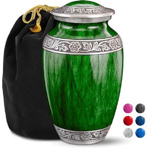 Cremation Urns for Human Ashes - Waterscapes Green Large Decorative Urn for Adult Men & Women - Burial Urns for Adult Human Ashes