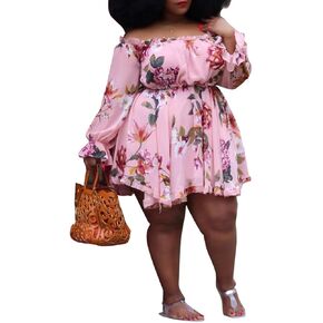 VERWIN Plus Size Print Long Sleeve Above Knee Sweet Cute Women's Midi Dress Floral A-Line Dress