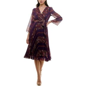 Women's Surplice Top Bell Sleeve Midi Dress