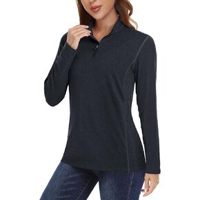 TACVASEN Women's UPF 50+ Shirts 1/4 Zip Sun Protection Long Sleeve Quick Dry Shirt Lightweight Hiking Outdoor