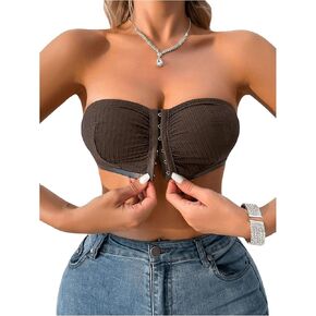 SOLY HUX Women's Strapless Bras Front Closure Wireless Bra Comfy Bandeau Bralettes