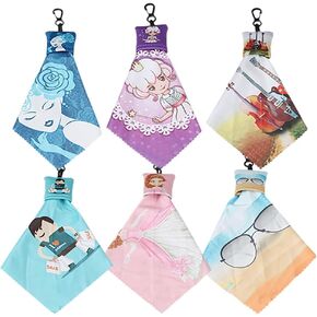 Healvian 6pcs Keychain Glasses Cleaning Cloth,Portable Screen Lens Cleaner Wipes,Eyeglass Cleaning Cloth,Soft Cleaning Wipes for Glasses Camera Lens Cell Phone,Glasses Cleaner with Pouch Carabiner