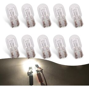 Pack-10 Car T20 1891/7443 Brake Light Bulb, 12V 21/5W Double Filament Stable High Brightness Indicator Light, Waterproof Plug and Play Micro Bulb Replacement, Universal for Cars (White)