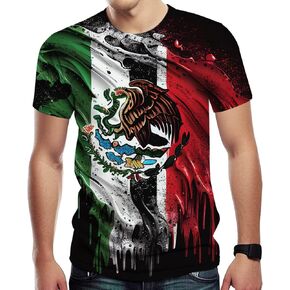 Men's Novelty T Shirt Mexican Flag Print Summer Fashion T-Shirt