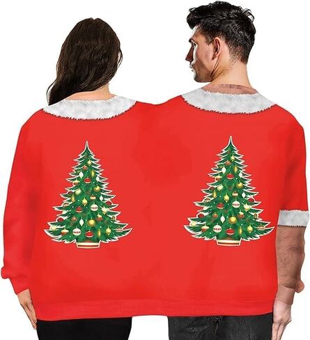 Two Person 3D Ugly Christmas Sweatshirt for Women Man Matching Christmas Sweatshirt for Couples Xmas Thanksgiving in Kuwait