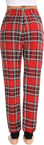 Vlazom Women Plaid Pajama Pants Comfy Lounge Pants Sleep Pj Bottoms Jogger Trousers with Pockets Drawstring in Kuwait