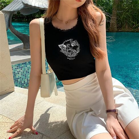 Print Shirt Crop Tank Tops for Women in Saudi Arabia