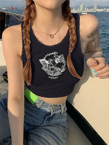 Print Shirt Crop Tank Tops for Women in Saudi Arabia
