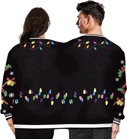 Two Person 3D Ugly Christmas Sweatshirt for Women Man Matching Christmas Sweatshirt for Couples Xmas Thanksgiving in Saudi Arabia