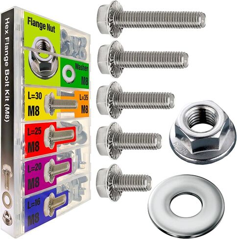EEEEE Black Metric Hex Flanged Nuts and Bolts Assortment Kit and Nuts Kit Set M6 Bolt 12mm16mm 20mm 25mm 30mm Flange Metric Bolt Assortment, Alloy Steel 10.9 Assorted Flat Washers Spring Washer nut in Saudi Arabia
