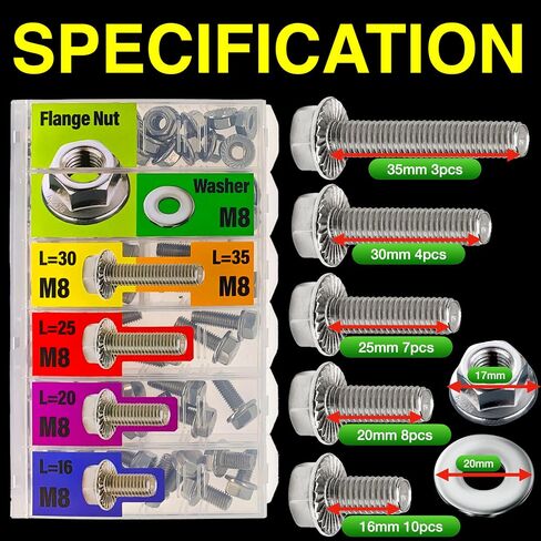 EEEEE Black Metric Hex Flanged Nuts and Bolts Assortment Kit and Nuts Kit Set M6 Bolt 12mm16mm 20mm 25mm 30mm Flange Metric Bolt Assortment, Alloy Steel 10.9 Assorted Flat Washers Spring Washer nut in Saudi Arabia