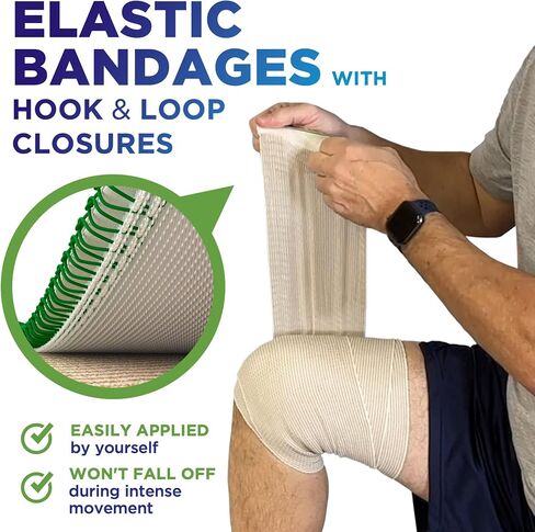 High-Performance Elastic Bandage Wrap - 4pk (2x3, 2x4") - Strong Self-Closing Compression Bandage Wrap - Foot, Ankle, Wrist, Knee, Body Wrap in Saudi Arabia