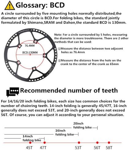 BMX Bicycle BCD130MM Integrated Chainwheel Crankset Single Crank Folding Bike 45/47/53/56/58T Chainring in Saudi Arabia