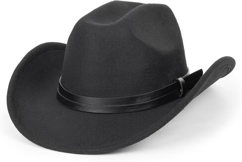 Women Men Classic-Western-Cowboy-Hat - Wide Brim Western Cowboy Cowgirl Hat Fedora Hats(Size:M) in Saudi Arabia