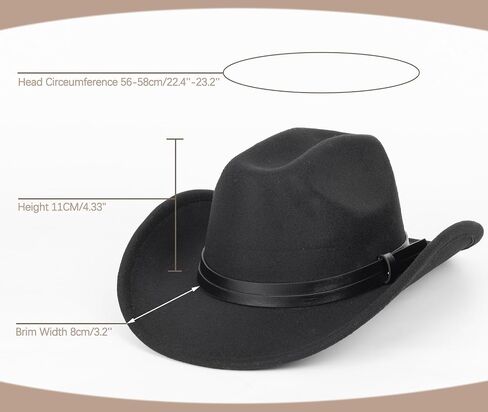 Women Men Classic-Western-Cowboy-Hat - Wide Brim Western Cowboy Cowgirl Hat Fedora Hats(Size:M) in Saudi Arabia