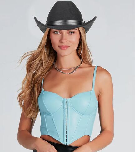 Women Men Classic-Western-Cowboy-Hat - Wide Brim Western Cowboy Cowgirl Hat Fedora Hats(Size:M) in Saudi Arabia