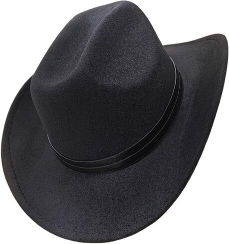 Women Men Classic-Western-Cowboy-Hat - Wide Brim Western Cowboy Cowgirl Hat Fedora Hats(Size:M) in Saudi Arabia