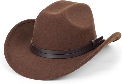 Women Men Classic-Western-Cowboy-Hat - Wide Brim Western Cowboy Cowgirl Hat Fedora Hats(Size:M) in Saudi Arabia