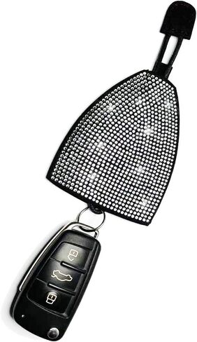 Bling Rhinestone KeyChain Leather Car key Fob Case for Women (White) in Saudi Arabia