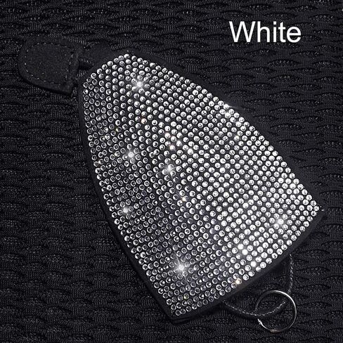 Bling Rhinestone KeyChain Leather Car key Fob Case for Women (White) in Saudi Arabia
