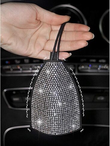 Bling Rhinestone KeyChain Leather Car key Fob Case for Women (White) in Saudi Arabia
