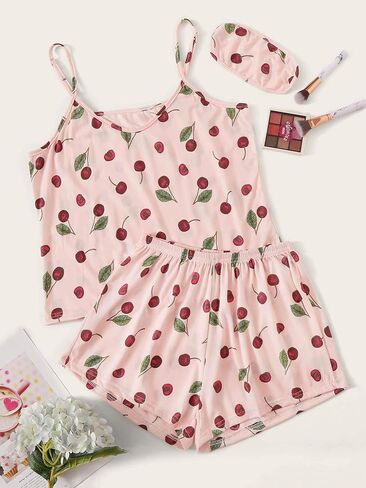 Floerns Women's 2 Piece Cute Cartoon Print Summer Pajama Set Cami Top and Shorts in Saudi Arabia