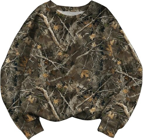 Women's Plus Size Camo Print Graphic Sweatshirt Crewneck Long Sleeve Pullovers in Saudi Arabia
