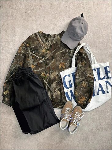 Women's Plus Size Camo Print Graphic Sweatshirt Crewneck Long Sleeve Pullovers in Saudi Arabia