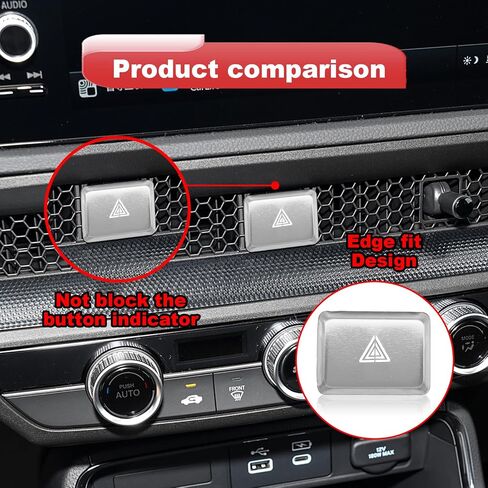 Car Center Console Air Vent Hazard Warning Light Push Button Cover Compatible with Honda Civic 2022-2025 for Honda CRV HRV Accord 2023-2025 Center Console Warning Light Lamp Trim Cover(Silver) in Saudi Arabia