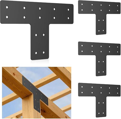 12" x 8" Post to Beam Bracket, T Plate 6 PCS, T Post Brackets Thickness 3mm T Plate for Repairing Fixing Connecting Mending Plate - IWONGO Supplied in Kuwait