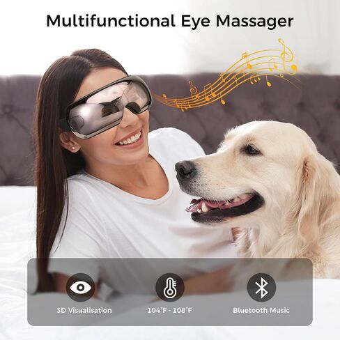 NOWWISH Eye Massager with Heat and Compression - Smart Eye Mask with Bluetooth Music and Vibration, Perfect Birthday Gifts for Women Men in Saudi Arabia