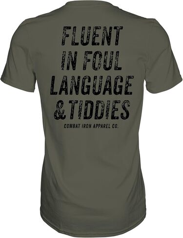 Combat Iron Men's Graphic Short Sleeve T-Shirt - Fluent in Foul Language Tee in Kuwait