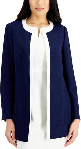 سترة صوفية طويلة ذات حواف متباينة Kasper Navy/Vanilla Ice / XL in Kuwait