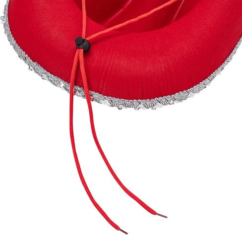 Western Cowboy Costume Set Bandana Wide Brim Western Style Sequins Cowgirl Hats & Tassel Scarf 2PCS Set for Party in Kuwait